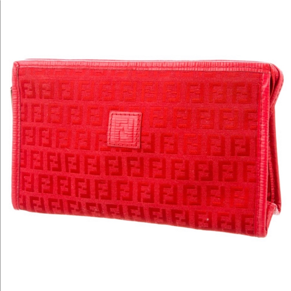 Authentic Vintage Fendi Red Monogram Clutch